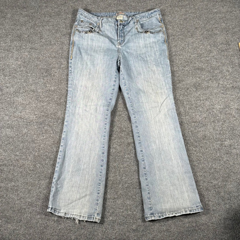 Faded Glory Jeans Womens Size 16 Light Wash Embroidered Bootcut Denim Y2K Boho